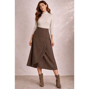 Mia Joy Dark Academia Plaid Wrap Midi Skirt Womens M
